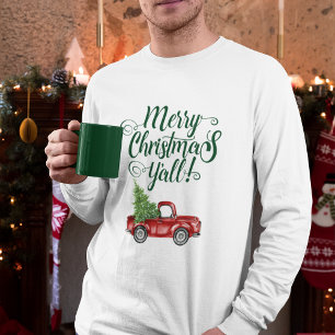 Camiseta Feliz Navidad y todos camionetas de época verde bl