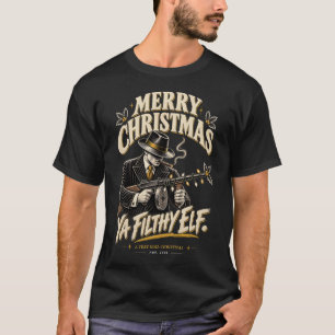 Camiseta Feliz Navidad Ya Filthy Elf Gangster Noir Retro