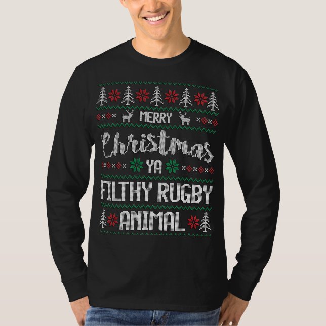 Camiseta Feliz Navidad Ya Filthy Rugby Animal (Anverso)