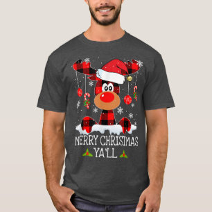 Camiseta Feliz Navidad Yall Búfalo Red Reindeer Sa