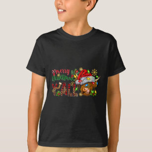Camiseta Feliz Navidad Y'all Cute Highland Cow Navidades