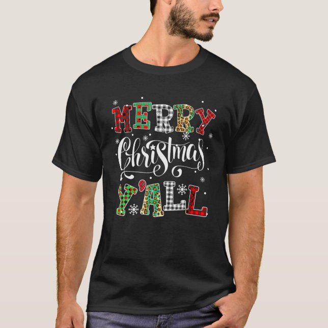 Camiseta Feliz Navidad Yall Leopard Buffalo Pajama (Anverso)