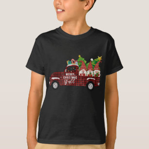 Camiseta Feliz Navidad Y'all Retro Gnomes Camión Rojo Sur