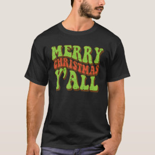 Camiseta Feliz Navidad Yall Retro Groovy Navidad Hombres Mu