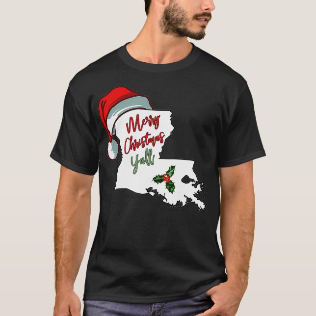 Camiseta Feliz Navidad Yall Southern Louisiana Santa Hat (Anverso)