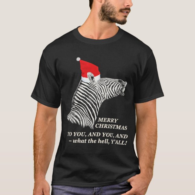 Camiseta Feliz Navidad Y'all Zebra (Anverso)