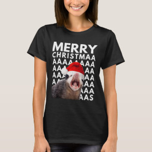 Camiseta Feliz Navidad Zarigüeya Gritando Diversión Hombres