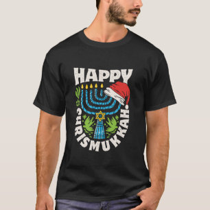 Camiseta Feliz Navidades de Chrismukkah Hanukkah Menorah Sa