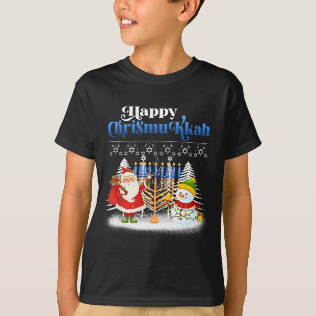 Camiseta Feliz Navidades judíos de Chrismukkah Hanukkah (Anverso)
