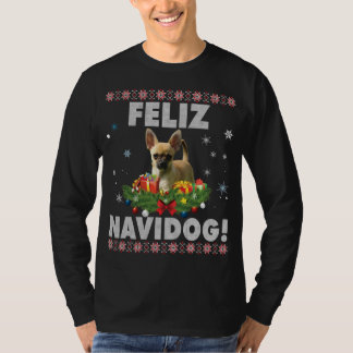 Camiseta Feliz Navidog Chihuahua Perro Sueño Santa Chr