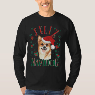 Camiseta Feliz Navidog Cute Pembroke Welsh Corgi usando Ch