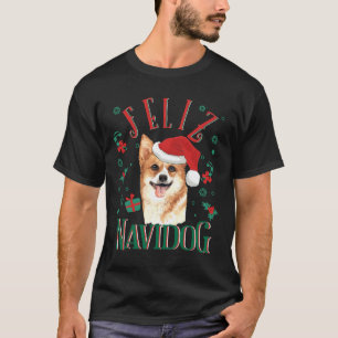 Camiseta Feliz Navidog Cute Pembroke Welsh Corgi usando Ch