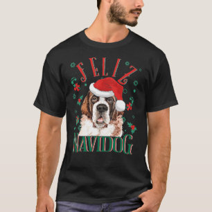 Camiseta Feliz Navidog Cute Saint Bernard Dog con Chris