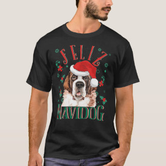 Camiseta Feliz Navidog Cute Saint Bernard Dog con Chris
