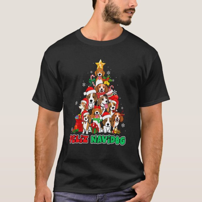Camiseta Feliz Navidog Feliz Navidad Christmas Beagle Dog (Anverso)