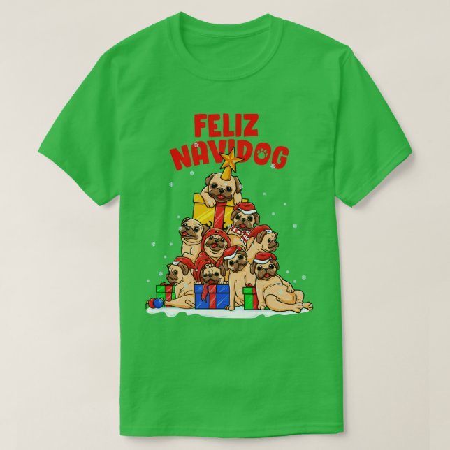 Camiseta Feliz Navidog Feliz Navidad Pug Dueños de Navidad (Diseño del anverso)