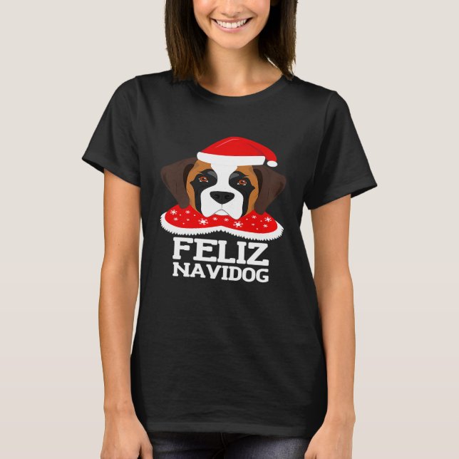 Camiseta Feliz Navidog Merry Christmas Dog Saint Bernard (Anverso)