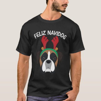 Camiseta Feliz Navidog Navidad Boxer Perro Para Navidades