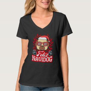 Camiseta Feliz Navidog Navidad Pug Santa Hat Merry Christma