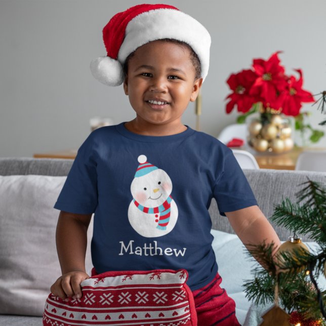 Camiseta Feliz nombre de los chicos personalizados de Snowm (Subido por el creador)