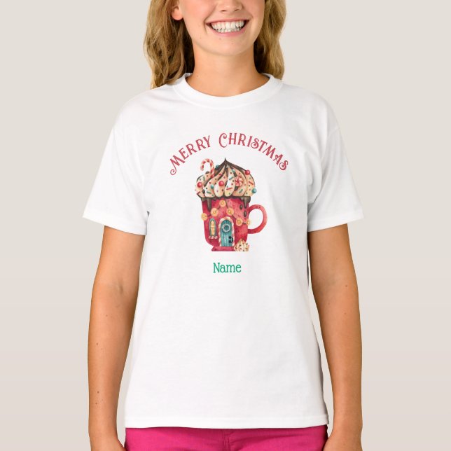 Camiseta Feliz nombre navideño casa de dulces, juventud XS  (Anverso)