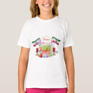Camiseta Feliz Norooz Haft Sin con banderas de León y Sol