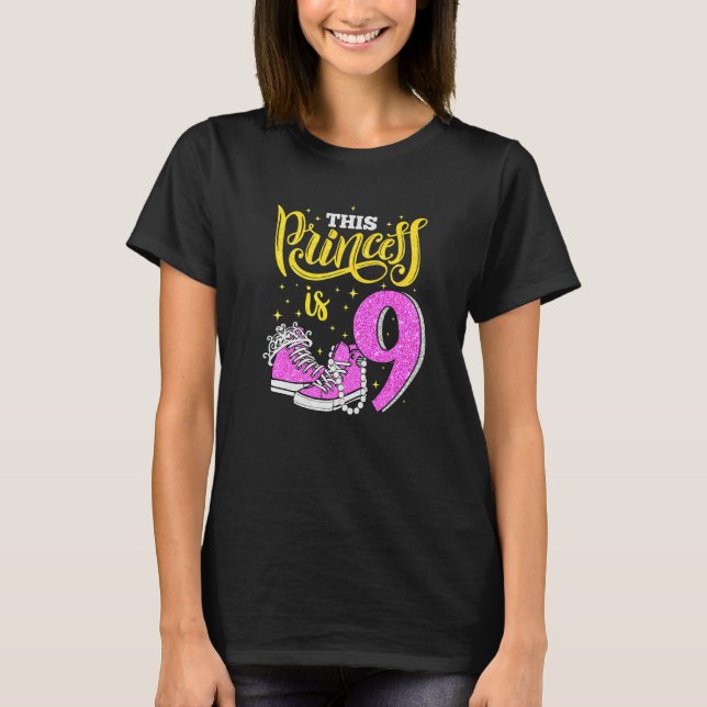 Camiseta Feliz noveno cumpleaños para Chicas Sneakers Crown (Anverso)