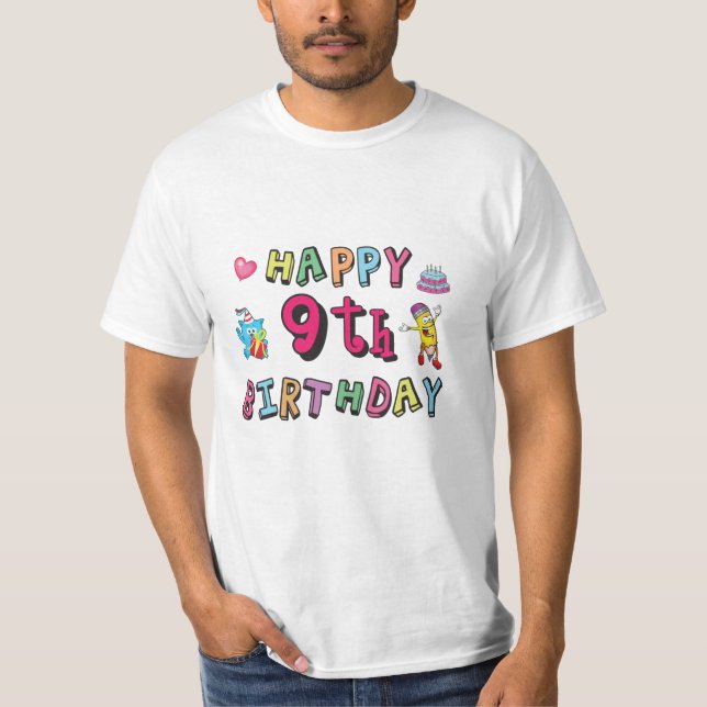 Camiseta Feliz noveno cumpleaños para niños de 9 años B-day (Anverso)