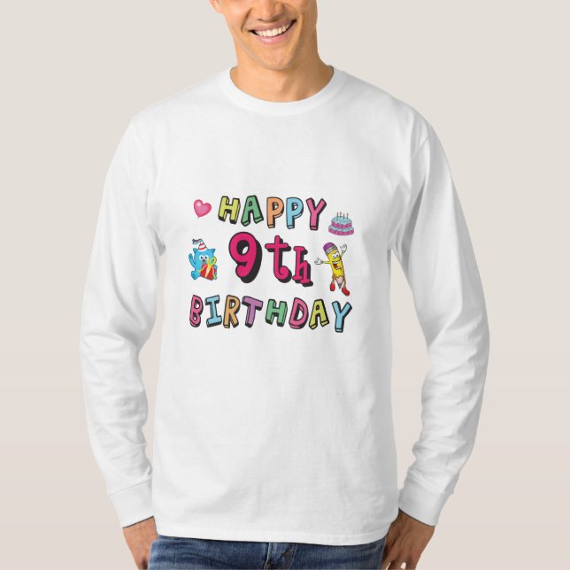 Camiseta Feliz noveno cumpleaños para niños de 9 años B-day (Anverso)