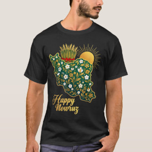 Camiseta Feliz Nowruz Año Nuevo Persa Mapa Floral Irán