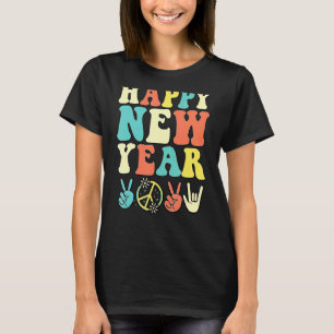 Camiseta Feliz Nuevo Año Hippie 2023 Signo De Paz Y Amor Ha