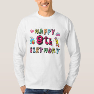 Camiseta Feliz octavo cumpleaños. 8 años al día.