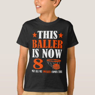 Camiseta Feliz octavo cumpleaños, baloncesto de 8 años, oct