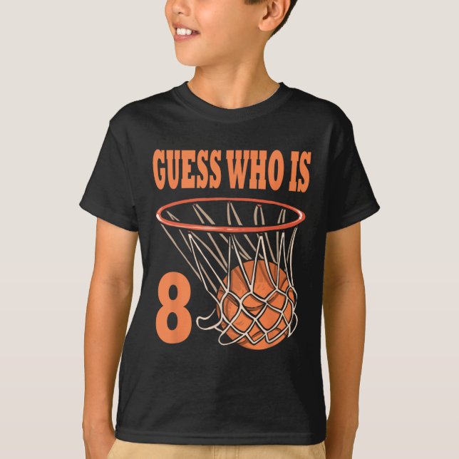 Camiseta Feliz octavo cumpleaños, baloncesto de 8 años, oct (Anverso)