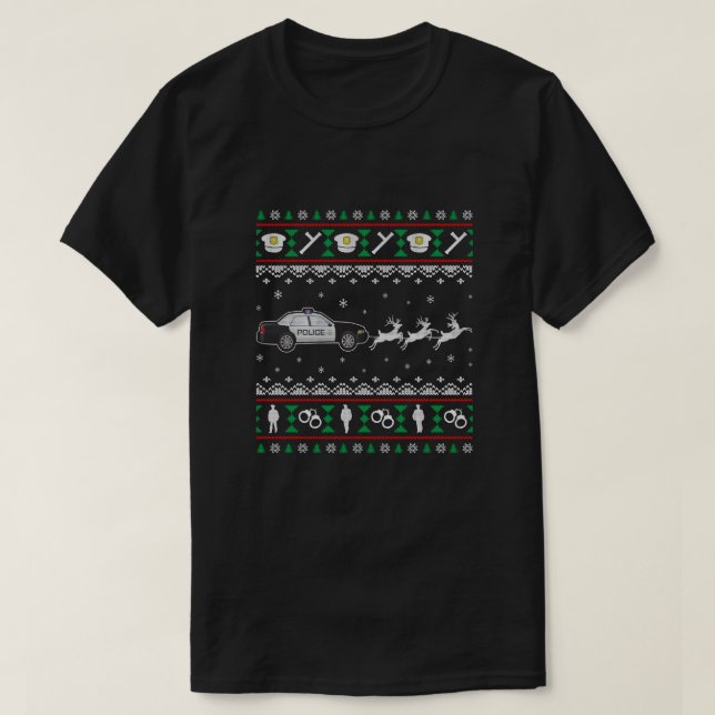 Camiseta Feliz oficial de policía navideño dulce regalo (Diseño del anverso)