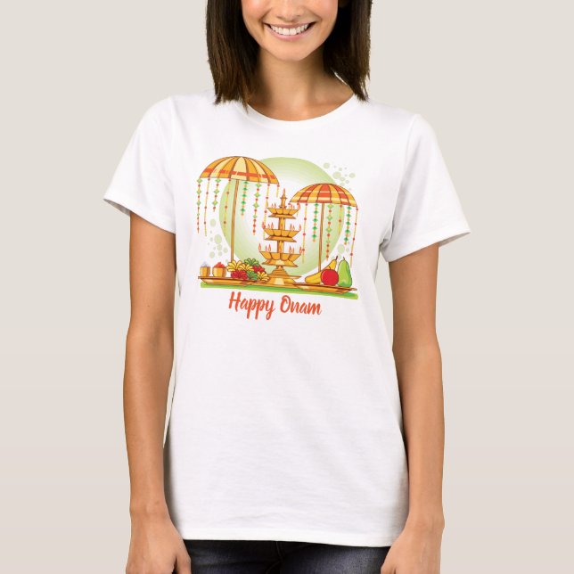 Camiseta Feliz Onam Umbrellas (Anverso)