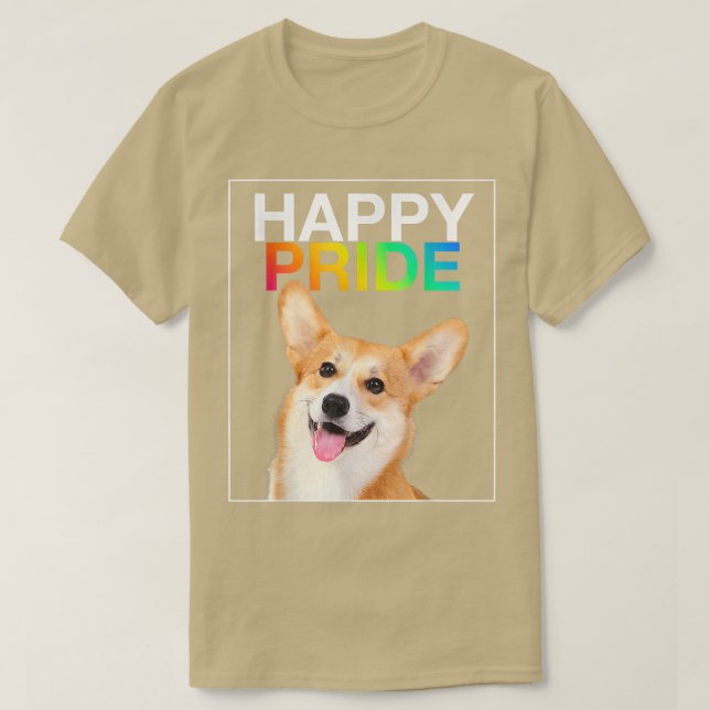 Camiseta Feliz Orgullo lindo Corgi Perro cachorro sonreír L (Diseño del anverso)