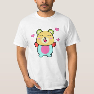 Camiseta Feliz oso de peluche sonriente con corazones amoro