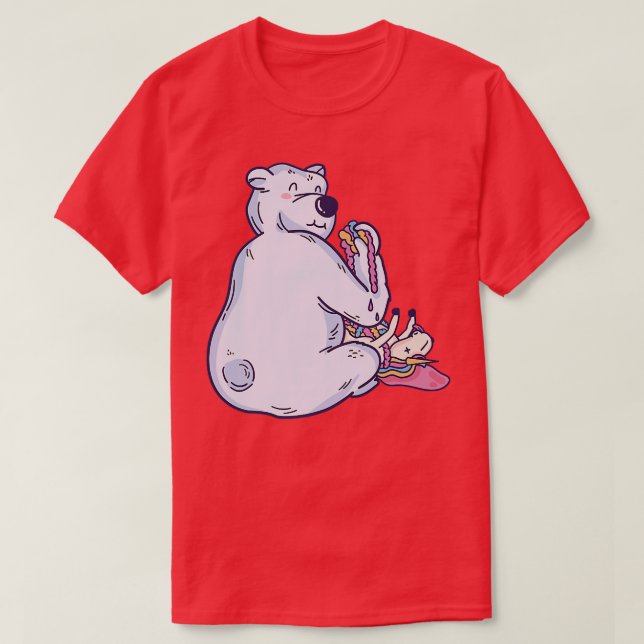 CAMISETA FELIZ OSO DE POLA COMIENDO UNA SUPERFICIE UNICORN (Diseño del anverso)