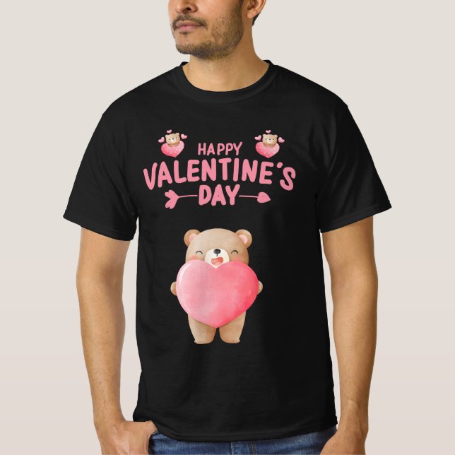 CAMISETA FELIZ OSO VALENTINO DEL DÍA DE VALENTINE (Anverso)
