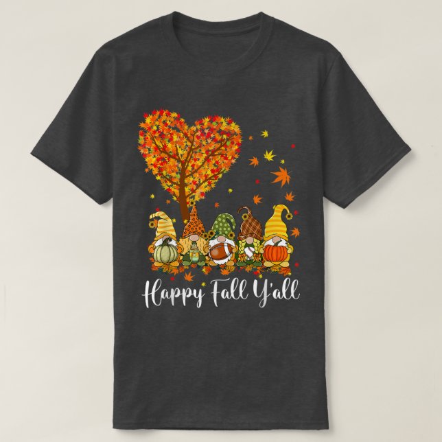 Camiseta Feliz otoño a la calabaza de Gnomes Vibes otoñales (Diseño del anverso)