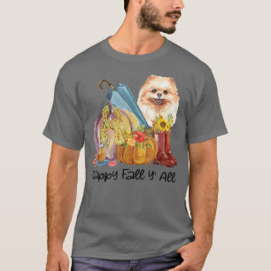 Camiseta Feliz otoño a la calabaza de perro de Pomerania