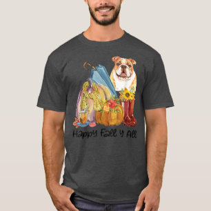 Camiseta Feliz otoño a la calabaza inglesa de Bulldog más h