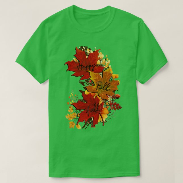 Camiseta Feliz otoño a las hojas del otoño (Diseño del anverso)