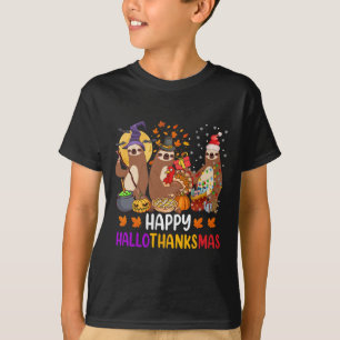 Camiseta Feliz otoño a los Navidades de Hallothanksmas Slot