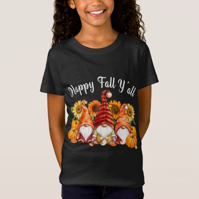 Camiseta Feliz otoño a todos los camiones Gnomes Pumpkins H (Anverso)