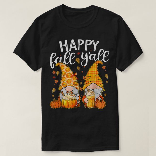 Camiseta Feliz otoño a todos los gnómadas de Cute, pareja c (Diseño del anverso)