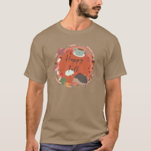 Camiseta Feliz Otoño Acogedor Erizo Temporada de Otoño