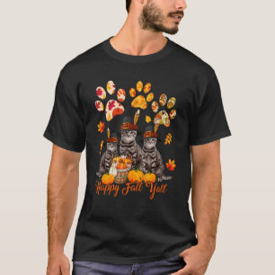 Camiseta Feliz otoño de Acción de Gracias, tres gatos caen