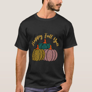 Camiseta Feliz Otoño Para Amantes De Leopardo Calabaza 